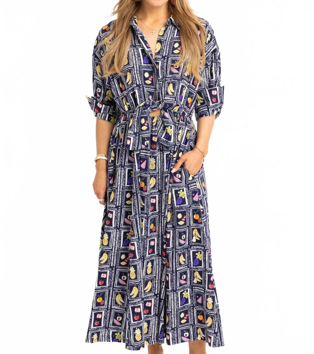 NEW KARLIE italian fruit maxi dress in navy